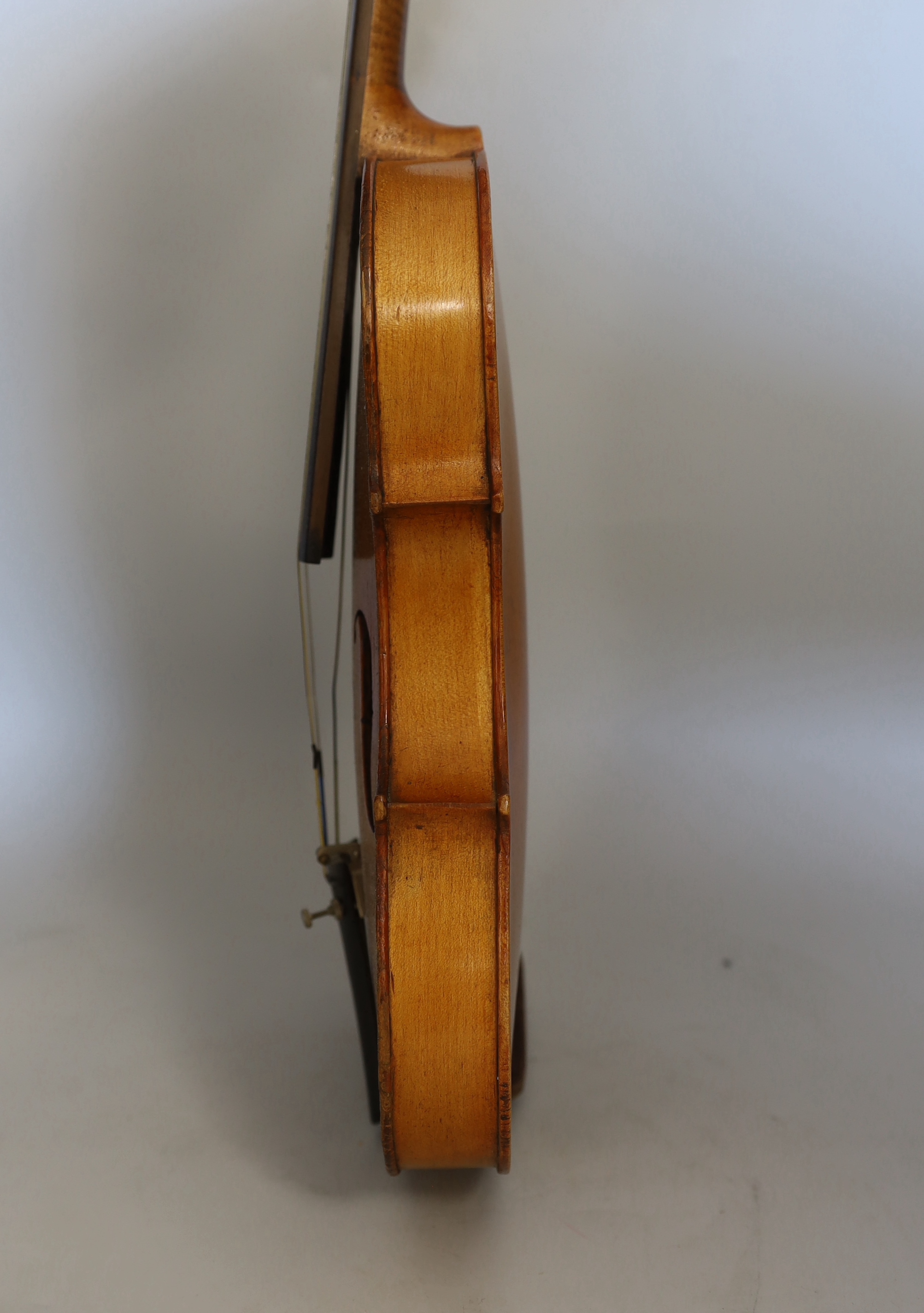 A half size French violin, cased, 51cm long
